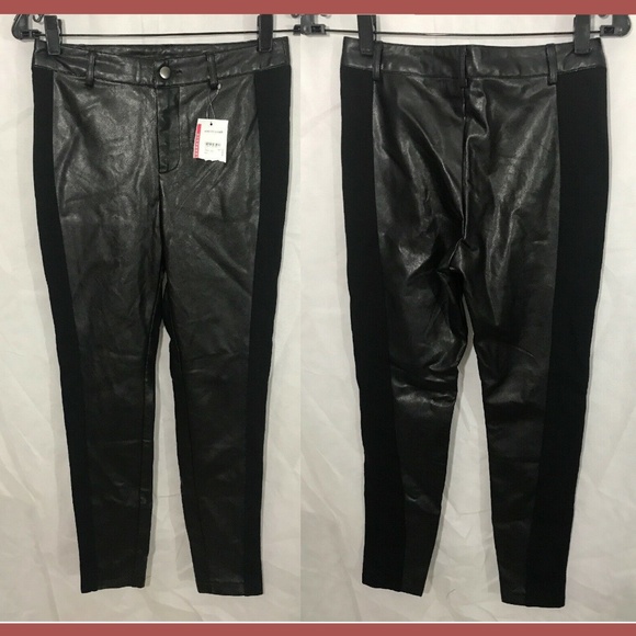 NEW‎ Alice And Olivia Mixed Media Faux Legging Pants Black [ SZ 2 ]